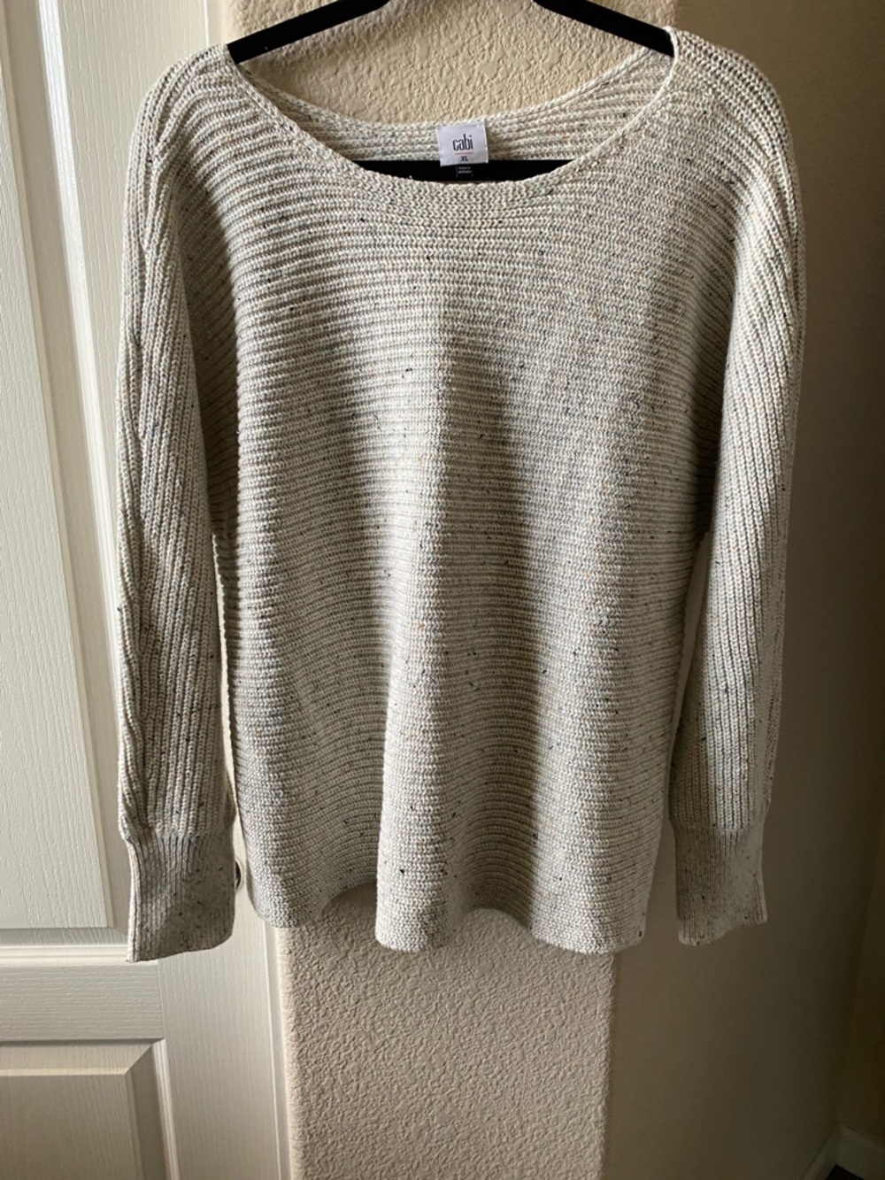 CAbi Neutral Speckled Tranquil Pullover Sweater in cream